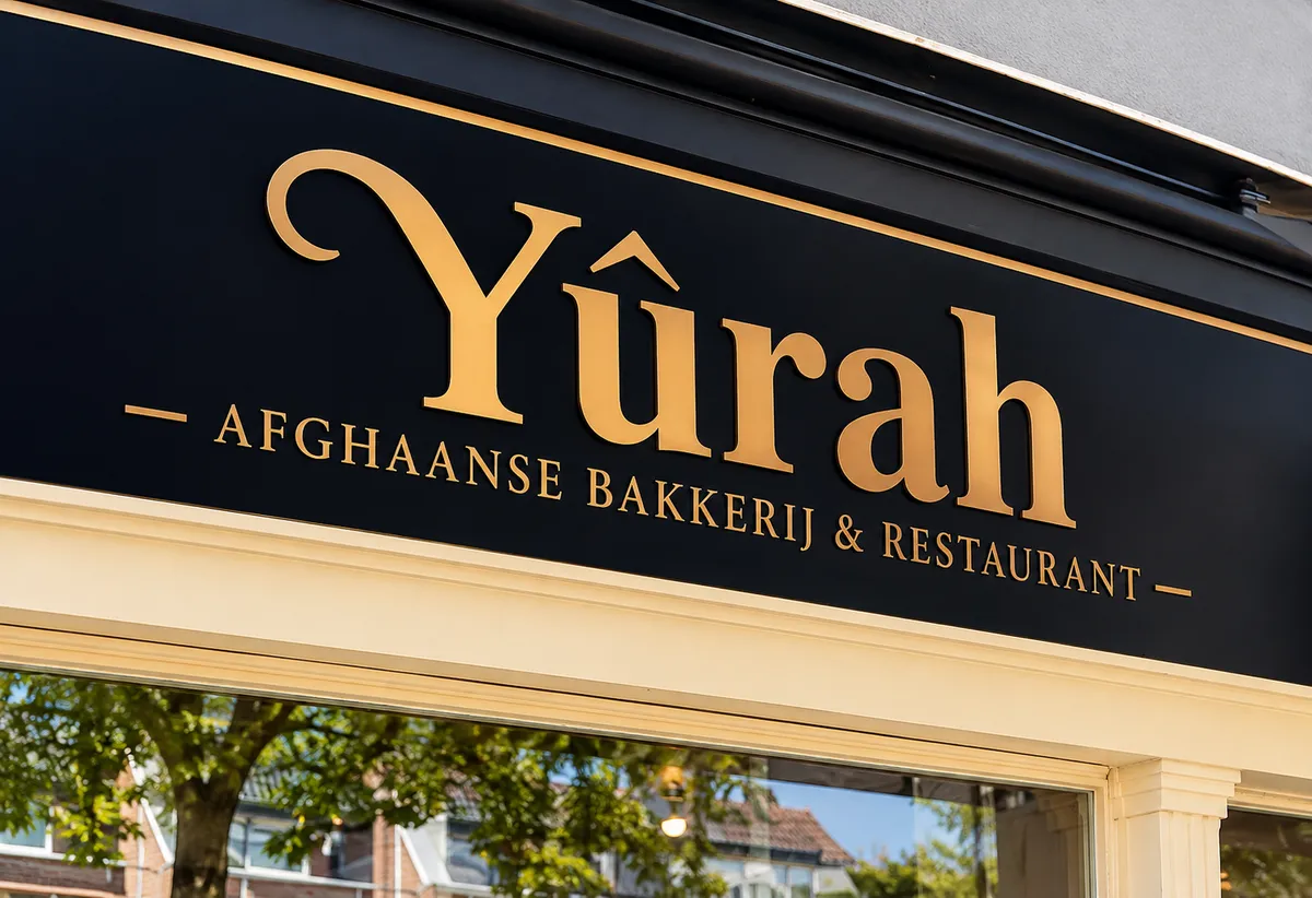 Gevelbord van Yurah, Afghaanse bakkerij en restaurant